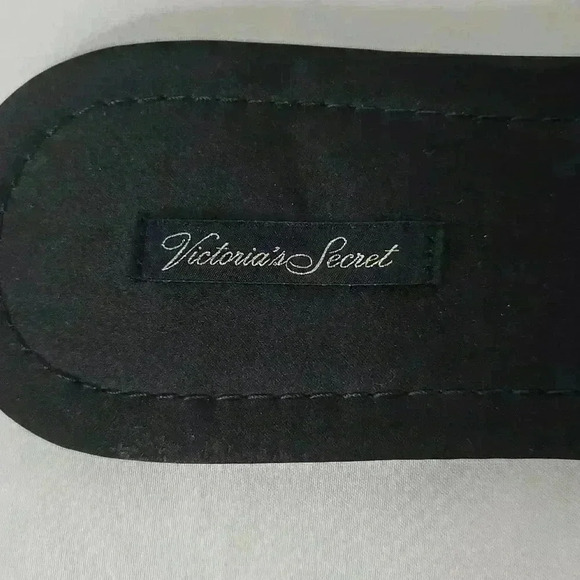 NWOT Victoria's Secret Black Satin Bow Pearl Heart Slippers sz L 9/10 NEW - Picture 4 of 10